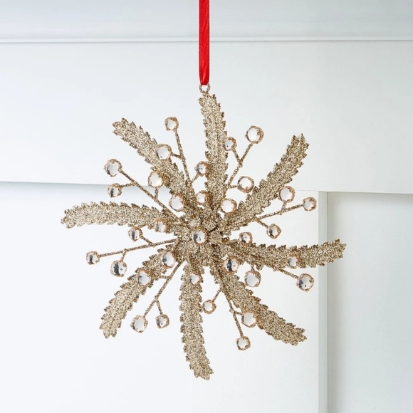 Holiday Lane Crystal Elegance Iron Snowflake Ornaments Glitter Gold - Picture 1 of 3